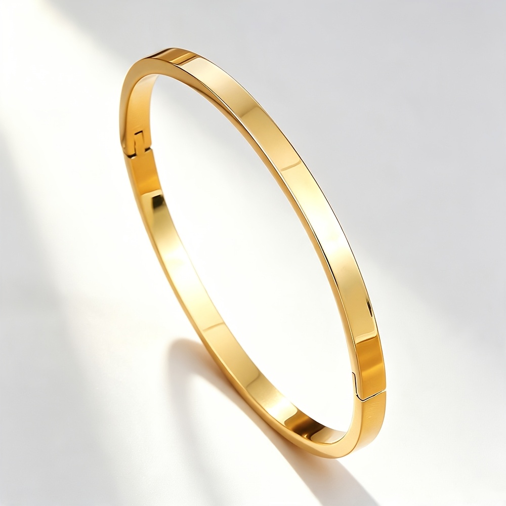 Women's Stainless Steel Roman Numeral Inlaid Stackable Bangle